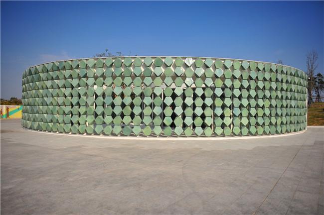 La pared de la terracota de la turquesa teja resistencia de fuego con la forma especial artística